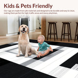Ultra Soft Area Rug, Non Slip, Stain Resistant, Washable Area Rugs for Living Room, Bedroom, Dynamic Abstract Symmetrical Design(Black)