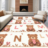 Ultra Soft Area Rug, Non Slip, Stain Resistant, Washable Area Rugs for Living Room, Bedroom, Sunny Whimsical Learning Environment(Pink)