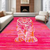 Ultra Soft Area Rug, Non Slip, Stain Resistant, Washable Area Rugs for Living Room, Bedroom, Artful Pink Tiger Design(Pink)
