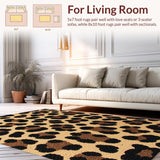 Ultra Soft Area Rug, Non Slip, Stain Resistant, Washable Area Rugs for Living Room, Bedroom, Exotic Brown Animal Print Bedroom Area Carpet(Beige)