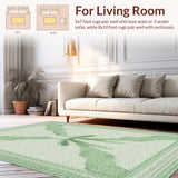 Ultra Soft Area Rug, Non Slip, Stain Resistant, Washable Area Rugs for Living Room, Bedroom, Aesthetic Scallop Bath Mat:  Boho Bowknot Rug(Green)