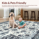 Ultra Soft Area Rug, Non Slip, Stain Resistant, Washable Area Rugs for Living Room, Bedroom, Chic Monochrome Floral Arrangement(Gray)