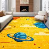 Ultra Soft Area Rug, Non Slip, Stain Resistant, Washable Area Rugs for Living Room, Bedroom, Celestial Vivid Cartoon Imagery(Yellow)