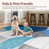 Ultra Soft Area Rug, Non Slip, Stain Resistant, Washable Area Rugs for Living Room, Bedroom, Contemporary Soft Circular Aesthetic(Blue)