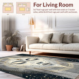 Ultra Soft Area Rug, Non Slip, Stain Resistant, Washable Area Rugs for Living Room, Bedroom, Mystic Sun and Crescent Moon Rug with Zodiac Constellation and Tarot Geometry(Gray)