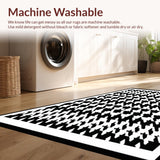 Ultra Soft Area Rug, Non Slip, Stain Resistant, Washable Area Rugs for Living Room, Bedroom, Classic Entryway Rug with Black and White Houndstooth Inspired Pattern(Black)