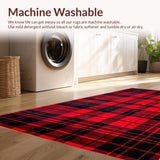 Ultra Soft Area Rug, Non Slip, Stain Resistant, Washable Area Rugs for Living Room, Bedroom, Rustic Vintage Checker Pattern(Red)