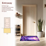 Ultra Soft Area Rug, Non Slip, Stain Resistant, Washable Area Rugs for Living Room, Bedroom, Radiant Floral Fantasy Aesthetic(Purple)