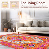 Ultra Soft Area Rug, Non Slip, Stain Resistant, Washable Area Rugs for Living Room, Bedroom, Transitional Bright Color Fusion(Orange)