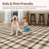 Ultra Soft Area Rug, Non Slip, Stain Resistant, Washable Area Rugs for Living Room, Bedroom, Elegant Neutral Tiled Motif(Beige)