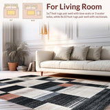 Ultra Soft Area Rug, Non Slip, Stain Resistant, Washable Area Rugs for Living Room, Bedroom, Classic Tiled Geometric Harmony(Gray)