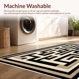 Ultra Soft Area Rug, Non Slip, Stain Resistant, Washable Area Rugs for Living Room, Bedroom, Greek Key Transitional Entryway Stain-Resistant Carpet(Beige)