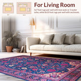 Ultra Soft Area Rug, Non Slip, Stain Resistant, Washable Area Rugs for Living Room, Bedroom, Eclectic Floral Blue Tones(Blue)