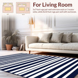 Ultra Soft Area Rug, Non Slip, Stain Resistant, Washable Area Rugs for Living Room, Bedroom, Elegant Transitional Ogee Pattern(Blue)