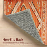 Ultra Soft Area Rug, Non Slip, Stain Resistant, Washable Area Rugs for Living Room, Bedroom, Rustic Orange Geometric Aesthetic(Orange)