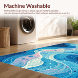 Ultra Soft Area Rug, Non Slip, Stain Resistant, Washable Area Rugs for Living Room, Bedroom, Serene Coastal Bubble Pattern(Blue)