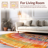 Ultra Soft Area Rug, Non Slip, Stain Resistant, Washable Area Rugs for Living Room, Bedroom, Cotton Vibrant Classroom Dining Area Rug(Orange)