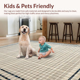 Ultra Soft Area Rug, Non Slip, Stain Resistant, Washable Area Rugs for Living Room, Bedroom, Rustic Earthy Tiled Arrangement(Beige)