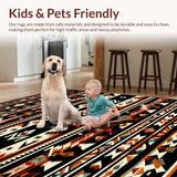 Ultra Soft Area Rug, Non Slip, Stain Resistant, Washable Area Rugs for Living Room, Bedroom, Elegant Ethnic Inspired Design Elements(Orange)
