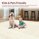 Ultra Soft Area Rug, Non Slip, Stain Resistant, Washable Area Rugs for Living Room, Bedroom, Sleek Ivory Tiled Design Approach(Beige)