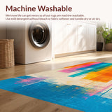 Ultra Soft Area Rug, Non Slip, Stain Resistant, Washable Area Rugs for Living Room, Bedroom, Whimsical Colorful Fluid Composition(Blue)