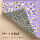 Ultra Soft Area Rug, Non Slip, Stain Resistant, Washable Area Rugs for Living Room, Bedroom, Sunny Whimsical Flower Burst(Purple)