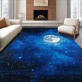 Ultra Soft Area Rug, Non Slip, Stain Resistant, Washable Area Rugs for Living Room, Bedroom, Celestial Blue Abstract Composition(Blue)