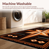 Ultra Soft Area Rug, Non Slip, Stain Resistant, Washable Area Rugs for Living Room, Bedroom, Cozy Primitive Aztec Aesthetic(Black)