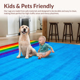 Ultra Soft Area Rug, Non Slip, Stain Resistant, Washable Area Rugs for Living Room, Bedroom, Retro Abstract Blue Waves(Blue)