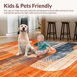 Ultra Soft Area Rug, Non Slip, Stain Resistant, Washable Area Rugs for Living Room, Bedroom, Vibrant Tie-Dye Patterned Elegance(Orange)