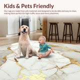 Ultra Soft Area Rug, Non Slip, Stain Resistant, Washable Area Rugs for Living Room, Bedroom, Zenith Beige and Gold Marble Veining Area(White)