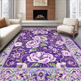 Ultra Soft Area Rug, Non Slip, Stain Resistant, Washable Area Rugs for Living Room, Bedroom, Gorgeous Floral Tassel Embellishment(Purple)