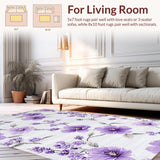 Ultra Soft Area Rug, Non Slip, Stain Resistant, Washable Area Rugs for Living Room, Bedroom, Graceful Textured Lavender Essence(Purple)