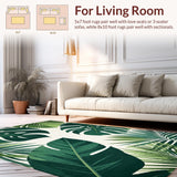 Ultra Soft Area Rug, Non Slip, Stain Resistant, Washable Area Rugs for Living Room, Bedroom, Trendy Tropical Botanical Motif(Green)