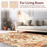 Ultra Soft Area Rug, Non Slip, Stain Resistant, Washable Area Rugs for Living Room, Bedroom, Rustic Circular Distressed Pattern(Ivory)