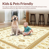 Ultra Soft Area Rug, Non Slip, Stain Resistant, Washable Area Rugs for Living Room, Bedroom, Luxurious Beige Medallion Mousepad Miniature Elegant Office Desk(Ivory)