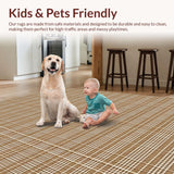 Ultra Soft Area Rug, Non Slip, Stain Resistant, Washable Area Rugs for Living Room, Bedroom, Elegant Transitional Checkerboard Design(Brown)