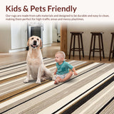 Ultra Soft Area Rug, Non Slip, Stain Resistant, Washable Area Rugs for Living Room, Bedroom, Contemporary Neutral Textured Lines(Gray)