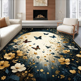 Ultra Soft Area Rug, Non Slip, Stain Resistant, Washable Area Rugs for Living Room, Bedroom, Trendy Minimalist Insect Composition(Gold)