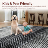 Ultra Soft Area Rug, Non Slip, Stain Resistant, Washable Area Rugs for Living Room, Bedroom, Striped Adventure Rug Front Porch Decor(Black)