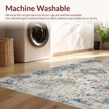 Ultra Soft Area Rug, Non Slip, Stain Resistant, Washable Area Rugs for Living Room, Bedroom, Cozy Retro Ogee Composition(White)