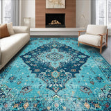 Ultra Soft Area Rug, Non Slip, Stain Resistant, Washable Area Rugs for Living Room, Bedroom, Rustic Ocean-Inspired Motif(Blue)