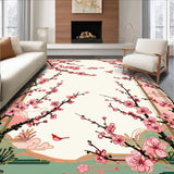 Ultra Soft Area Rug, Non Slip, Stain Resistant, Washable Area Rugs for Living Room, Bedroom, Elegant Japanese Spring Aesthetic(Pink)