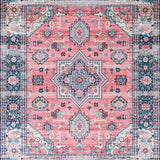 Ultra Soft Area Rug, Non Slip, Stain Resistant, Washable Area Rugs for Living Room, Bedroom, Vibrant Colorful Medallion Aesthetic(Pink)