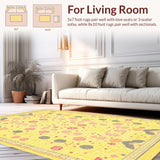 Ultra Soft Area Rug, Non Slip, Stain Resistant, Washable Area Rugs for Living Room, Bedroom, Cheerful Abstract Sunshine Aesthetic(Yellow)