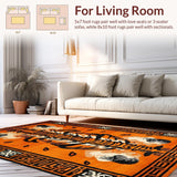 Ultra Soft Area Rug, Non Slip, Stain Resistant, Washable Area Rugs for Living Room, Bedroom, Striking Rustic Wildlife Motif(Orange)
