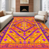 Ultra Soft Area Rug, Non Slip, Stain Resistant, Washable Area Rugs for Living Room, Bedroom, Chic Ethnic Patterned Accent(Orange)