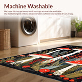 Ultra Soft Area Rug, Non Slip, Stain Resistant, Washable Area Rugs for Living Room, Bedroom, Nature-Inspired Black Aesthetic(Red)