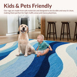 Ultra Soft Area Rug, Non Slip, Stain Resistant, Washable Area Rugs for Living Room, Bedroom, Serene Coastal Fluid Motif(Blue)