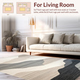 Ultra Soft Area Rug, Non Slip, Stain Resistant, Washable Area Rugs for Living Room, Bedroom, Elegant Neutral Tones Geometric Motif(Beige)